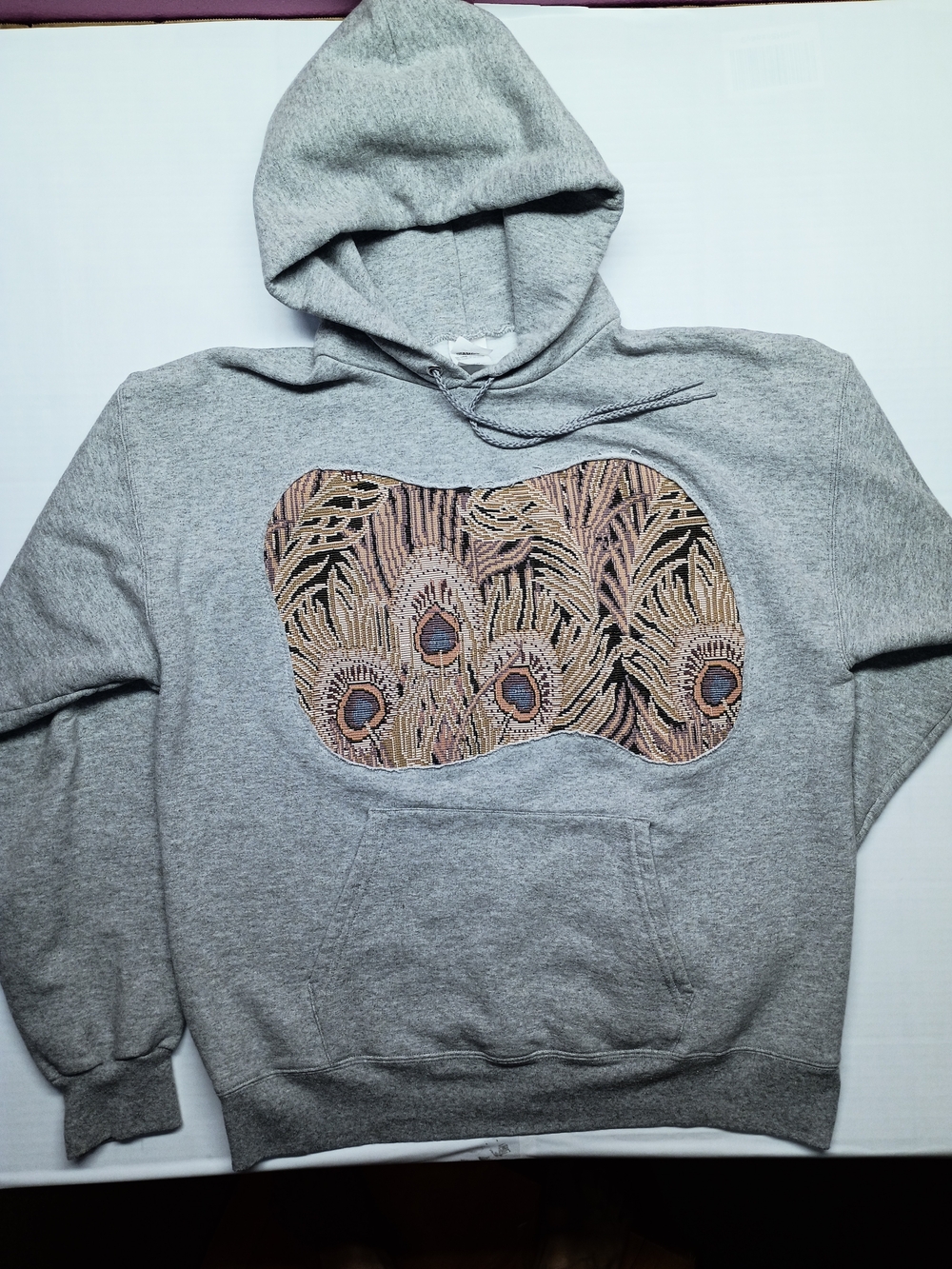Peacock Feather Panel Reworked Hoodie - Picture 3 of 6